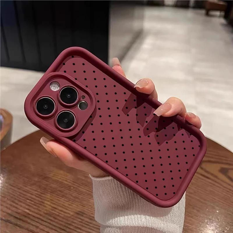 Hülle Für IPhone 16 13 15 11 12 14 17 Pro Max 16 Plus 17 Air 17 Pro 13 Mini 16E Niedliche INS Erdbeere Pünktchen Silikonhülle