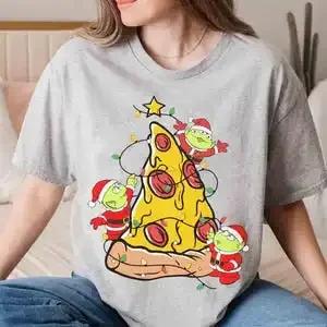 Funny Santa Aliens SnowUnisex Merry Christmas Print TshirtAliens Merry Christmas Toy Story Pizza Planet Xmas Tops Clothing S