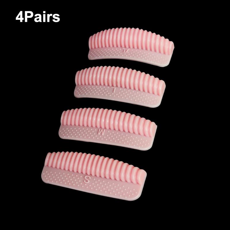 

4 пары силиконовых подушечек для ламинирования ресниц, многоразовые палочки для лифтинга ресниц, набор 3D-аппликаторов для завивки и наращивания ресниц розовый
