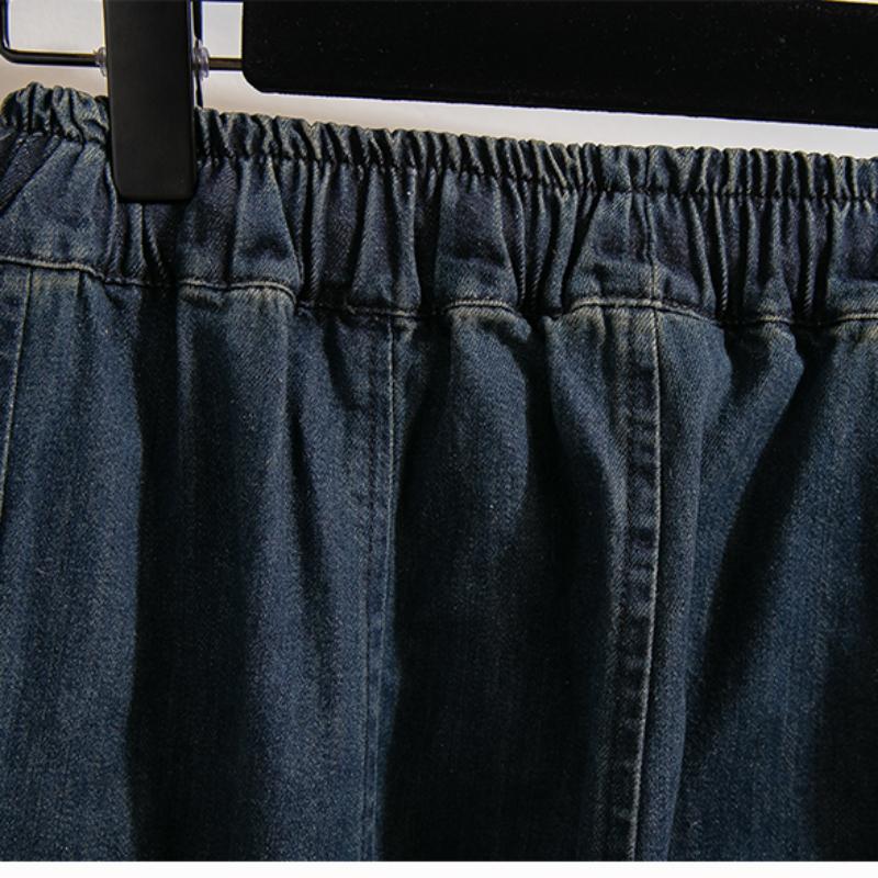 Dámské jaro podzim plus velikost ležérní volné kalhoty džíny s vysokým pasem