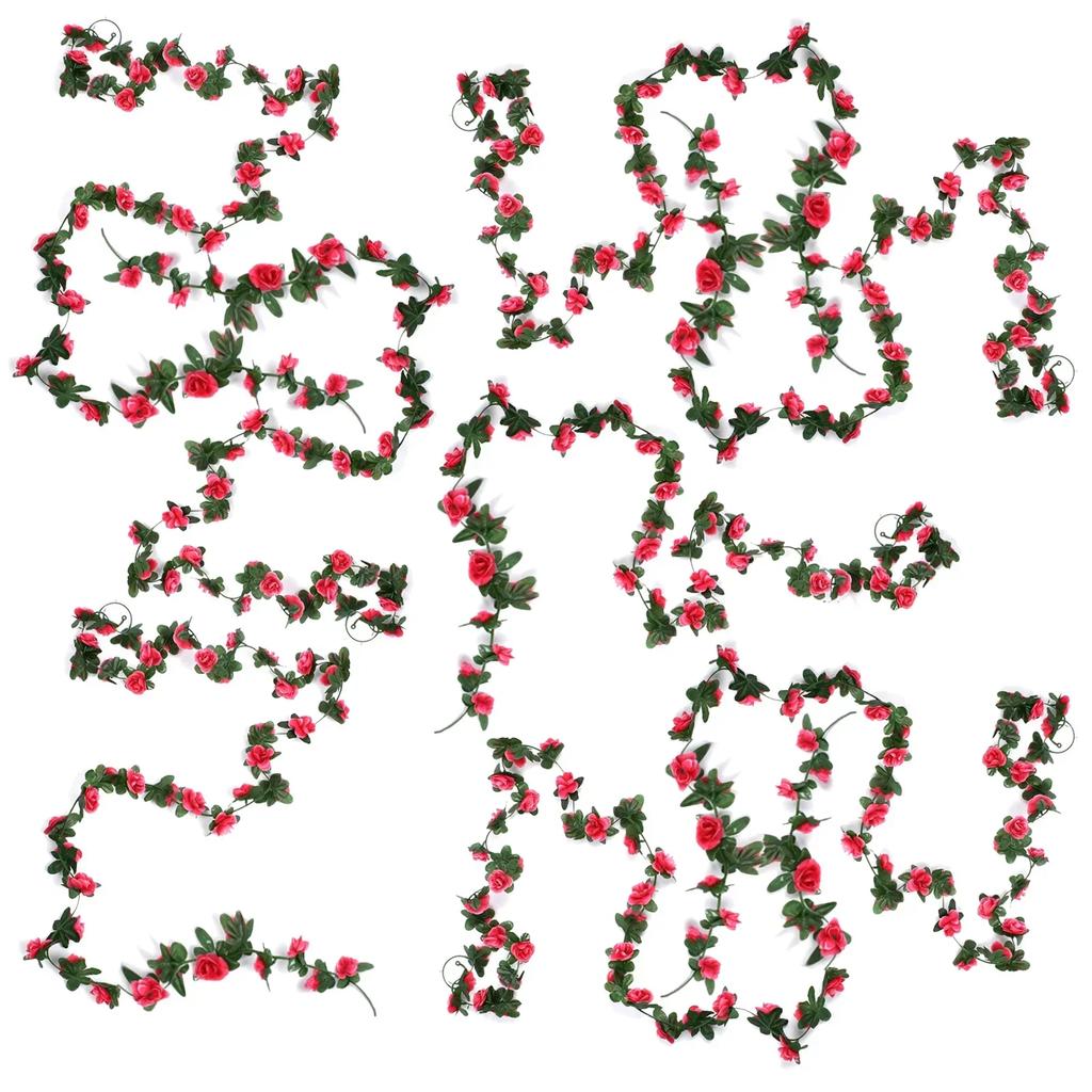 40 Heads Simulated Rose Flower Vine Hedge Living Room Wedding Decoration Wall Hanging Simulated Flowers Rattan 8pcs 230cm