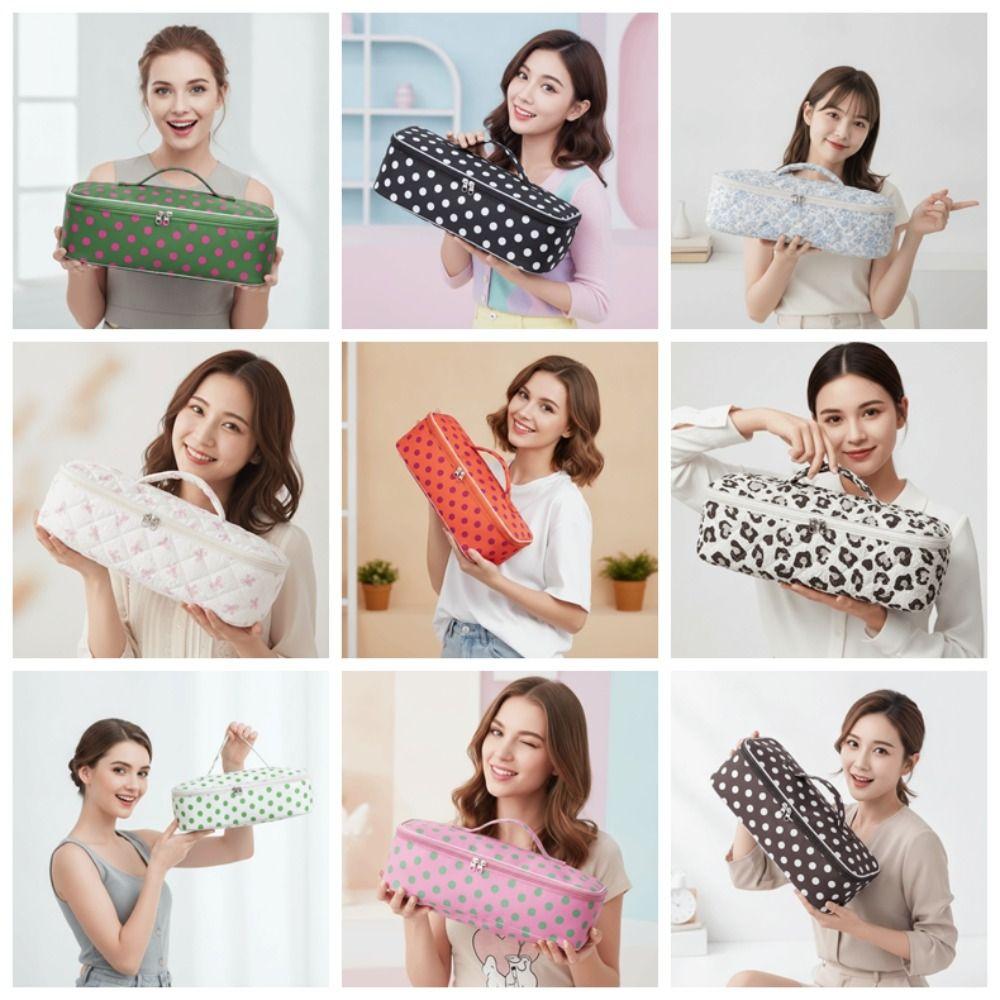 Handbag Blow Dryer Pouch Quilted Cotton Curling Iron Organizer Hair Dryer Bag Bathroom Storage
