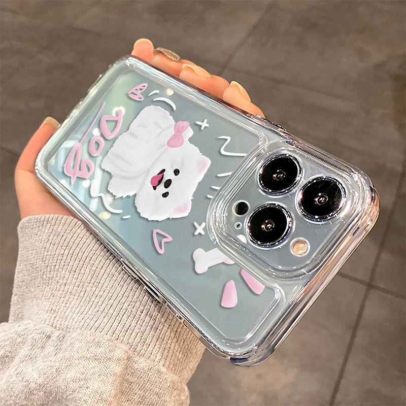 Bow Dog Compatible iPhone 14 Pro Case iPhone 15 Shockproof XS Max Soft 11/12/13 Trendy 17