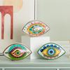 New Blue Evil Eye Home Decor Ornament Ceramic Devil's Eye Statues Lucky Amulet Home Living Room Desktop Feng Shui Figurines