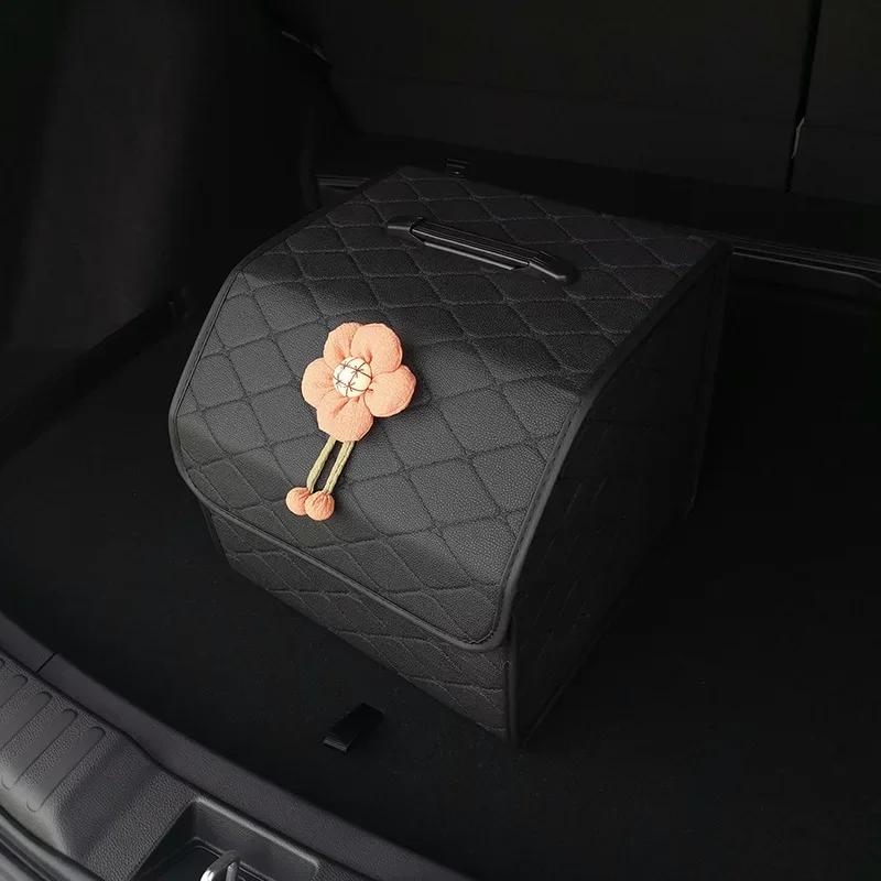 Car Trunk Organizer Box Large Capacity Auto Multiuse Tools Storage Bag Stowing Tidying Leather Folding For Emergency Storage Box
