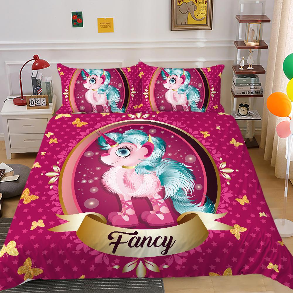 Home Bed Cover 3D Unicorn Themed Print Homes Bedding Quilt Cover Textiles Polyester Pillowcase Bedclothes
