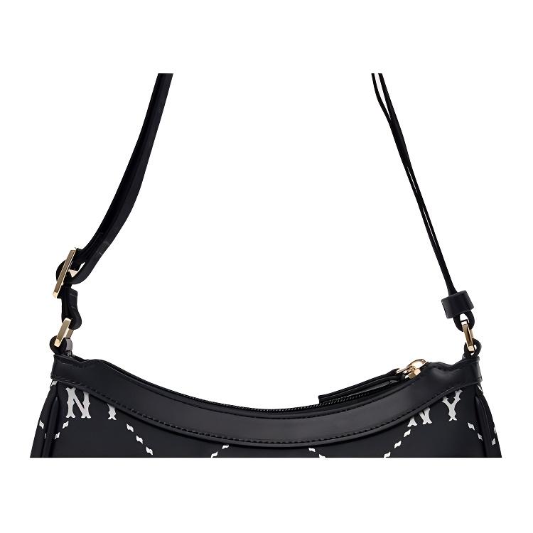 MLB Fashion Dark Pattern Embossed Vintage Diamond Floral Leather Crossbody Shoulder Bag Women bags Black 7ACRMD15N-50BKS