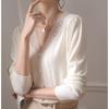 Women Sweaters Pullovers 2025 Autumn Winter Long Sleeve V-Neck Black White Knitted Sweater Women Tops Pullover JJ120