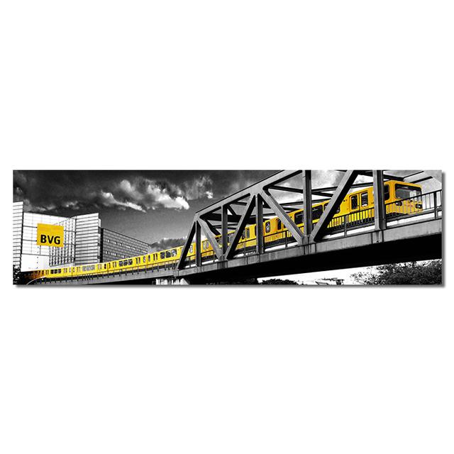 Naturlandskap Bybilde Svart Rød Tog Lerretmaleri Veggkunst Bilder Plakater og Trykk for Stue Soverom Hjemmeinnredning Uten Ramme