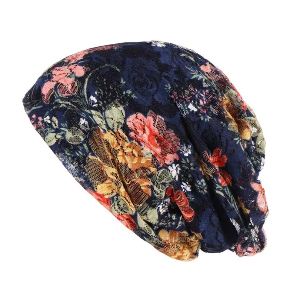 Comfortable Floral Lace Beanie Floral Pattern Stretch Slouchy Turban Chemo Cap  Fashion Accessory