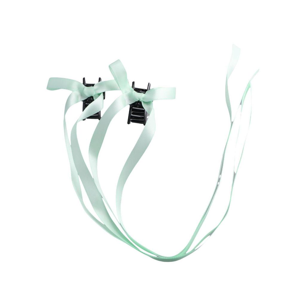 2pcs Braided Bows Hair Clips Sweet Long Ribbons Double Ponytails Claws Cute Headwear Trendy Fashionable Korean Style Hairpins