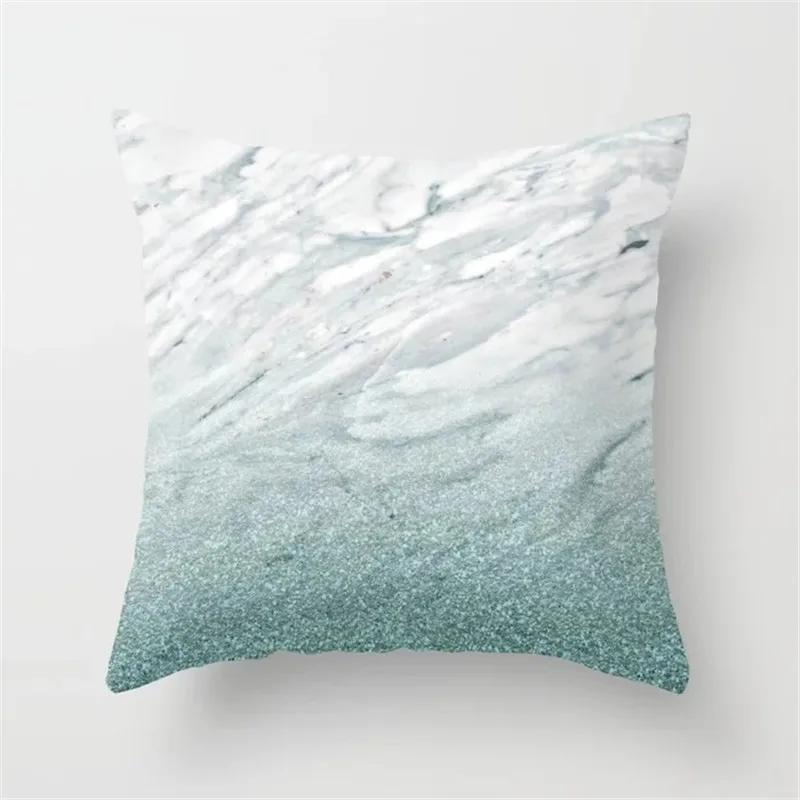 New 45X45Cm Blue Green Geometric Cushion Cover For Sofa Home Decor Polyester Cotton Throw Pillow Case Marble Texture Pillowcase