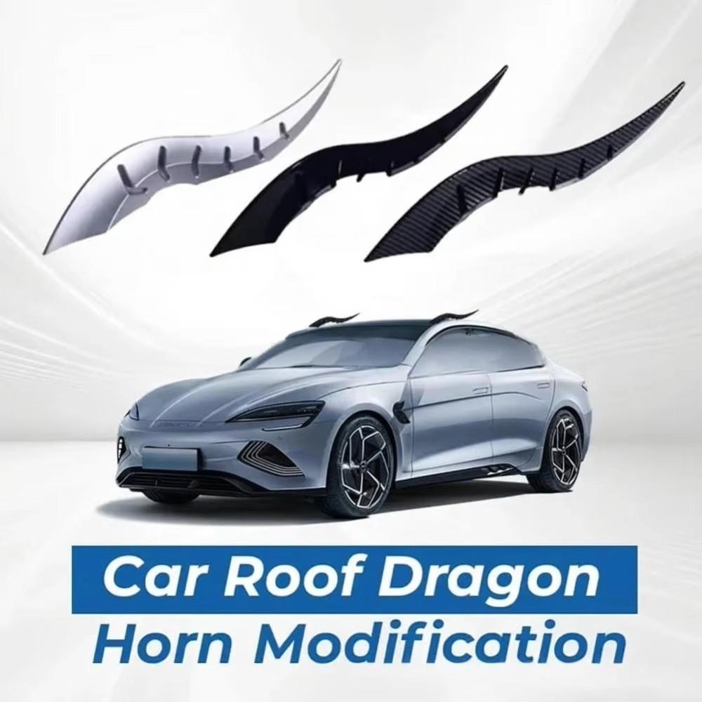 2Pcs 3D Sticker Car Roof Horn Decoration Horn Shaped Roof Horn Ornament Car Exterior Decoration