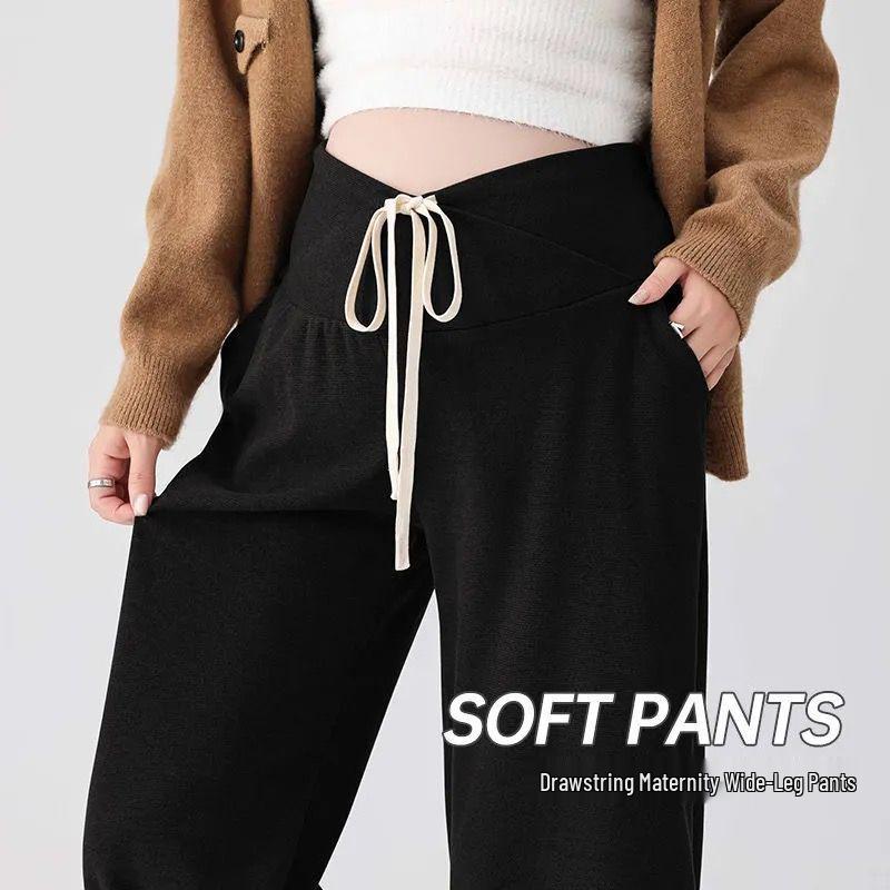 

Maternity Wide-Leg Loose Pants: Spring/Autumn 2026 Style, Casual Straight-Leg, Plus Velvet Winter Option M (Recommended Weight 85-105 lbs)
