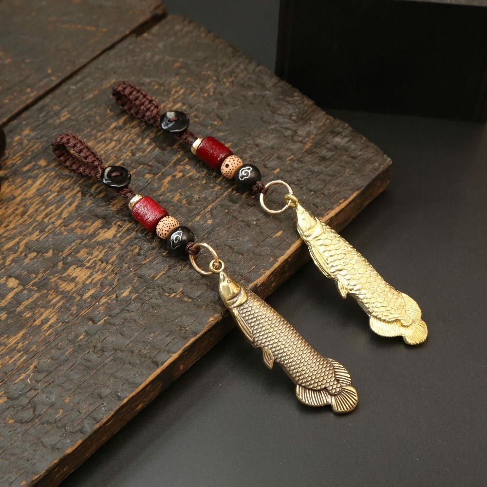 Fish Key Pendant Metal Car Key Pendant Minimalist Retro Charm Brass Fish Charms  Woman