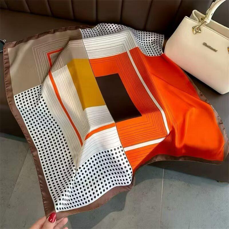High-End Retro Korean-Style Silk Square Scarf: Versatile Fashion Accessory for Women