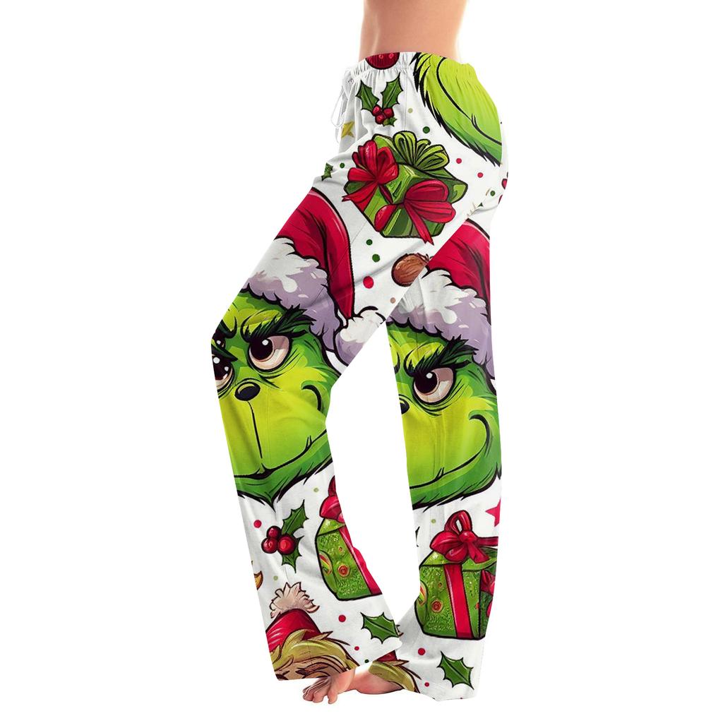 Womens Pajama Pants Sleepwear Casual Drawstring Elastic Waist Pants Comfy Straight Yoga Loose Trousers