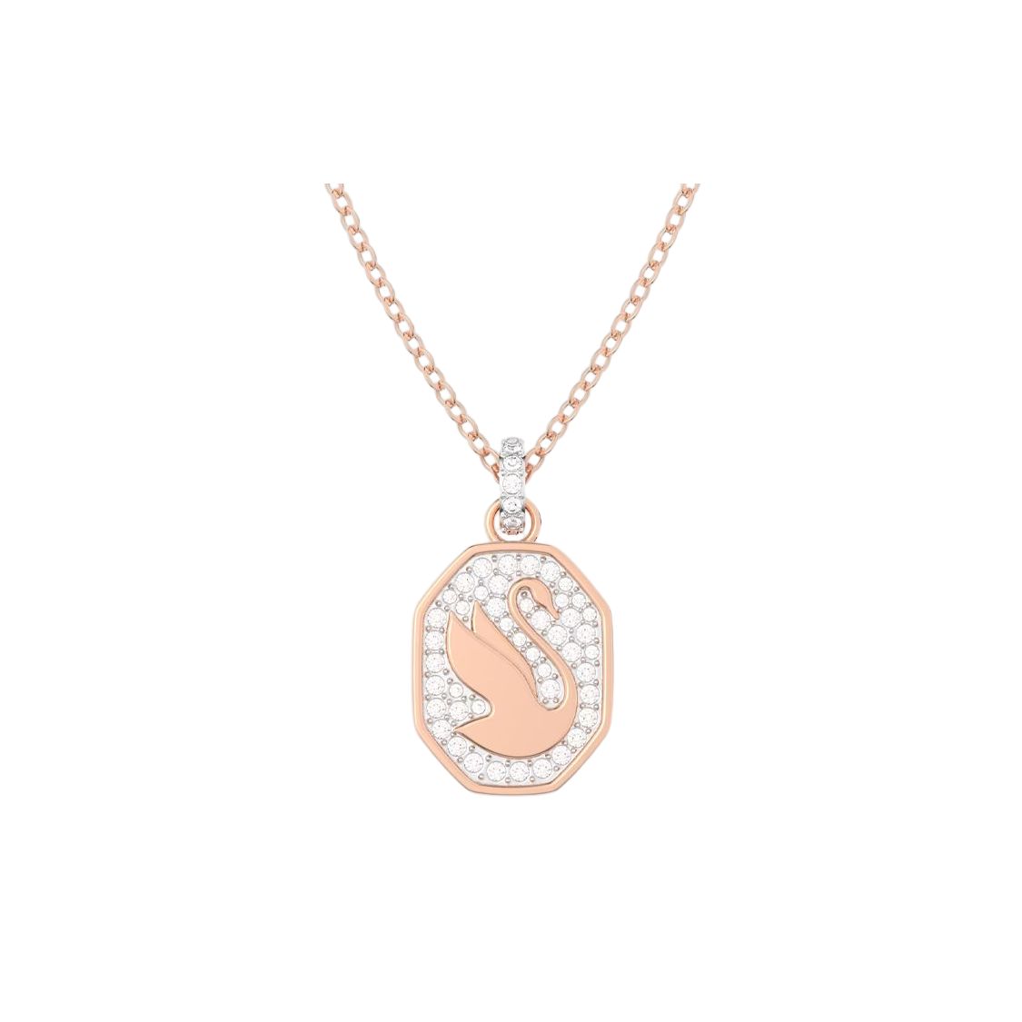 Swarovski Swan Octagonal Pendant Necklace Rose Gold Tone Women necklace 5628549 Box (Random Color)