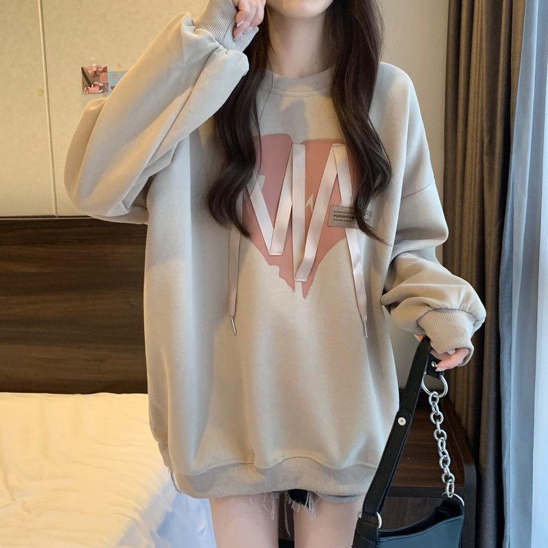 Pulover cu gât rotund pentru femei, stil de toamnă, design cu simț, pentru un grup restrâns, larg, cu mâneci lungi