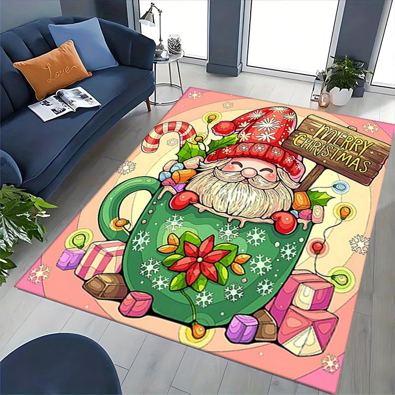Christmas Gnome Chair Mat - Anime Cartoon Design, Non-Slip Rug for Office, Home Decor, Living Room, Bedroom, Game Room & Dorm Carpet - Festive Gift.R0
