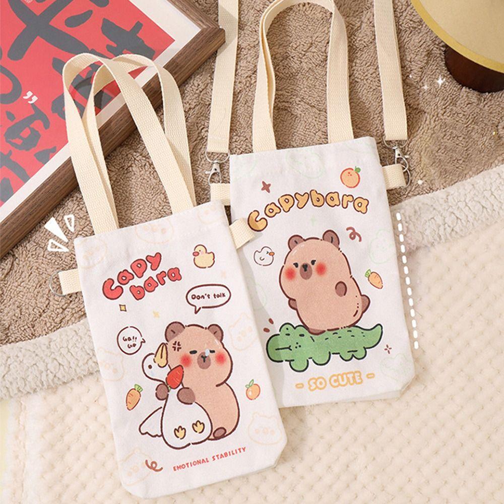 with Strap Thermal Mug Cup Sleeve Canvas Water Cup Crossbody Bag New Mobile Phone Bags