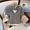 Big-size Casual Hooded Short-sleeved Set - Women's Top and Shorts - Slimming Sportswear Set
