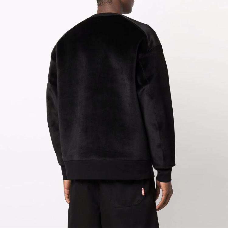 Y-3 FW21 Logo Velvet Solid Color Crewneck Sweatshirt Unisex Sweatshirt Black HB3339