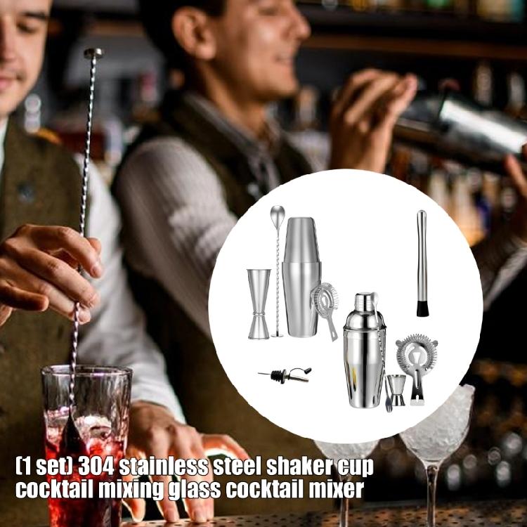 Steel Bartenders Drink Shaker Set with Jigger Strainer Muddler Mixing Spoon Tool For Crafting Cocktails Home Use Parties