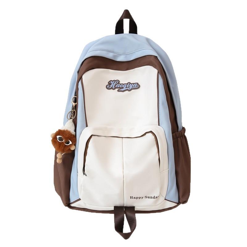 Schoolbag Trendy Brand College Student Schoolbag Female Casual Contrasting Color Small Fresh Junior High School Student Backpack Large Capacity Bag