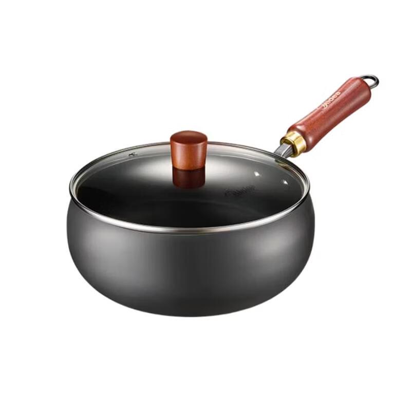 Midea 24cm Refined Iron Wok with Glass Lid