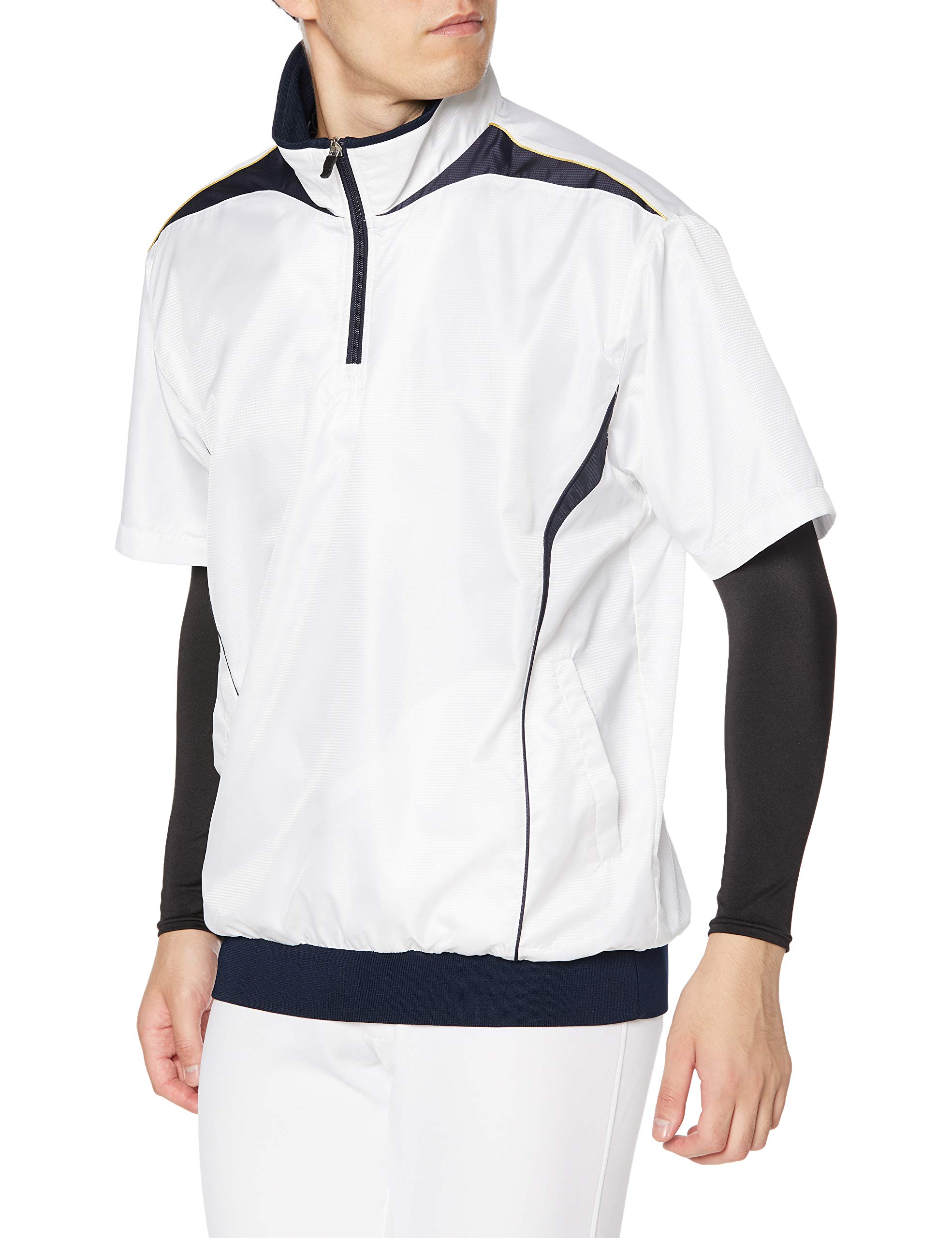 

Short Sleeve Shirt Prejean Half ZIP Short Sleeve Lining White x Navy Japan L to Japanese Size [SSK] (Mesh Men s (1070) (Equivalent L)