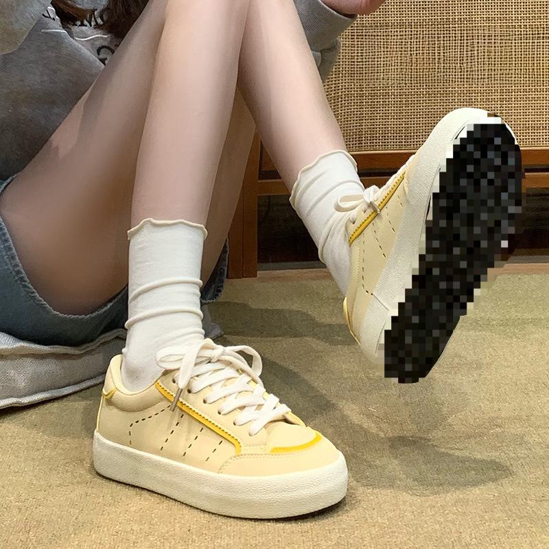 Thick-soled Little White Shoes Women's 2 Spring New Versatile Sports and Leisure Bread Shoes Heightening Board Shoes