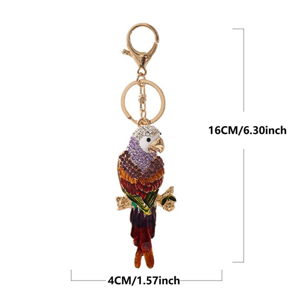Colorful Parrot-shaped Car Crafts Keychain Alloy Metal High-end Handbag Pendants Decorated Tourist Souvenirs As Gifts