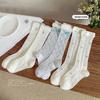 Girls' Summer Knee-High Mesh Socks with Heart Lace Bow