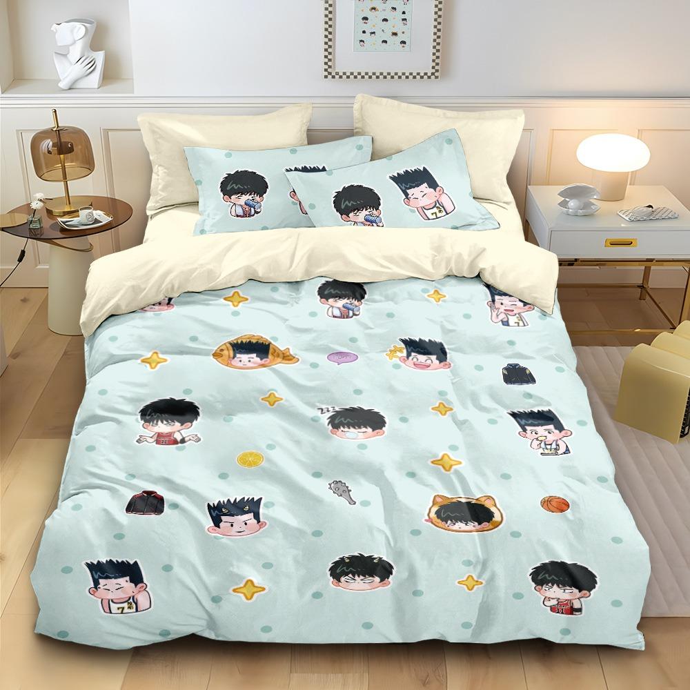 Cartoon Basketball Duvet Cover pillowcase Bedroom Decoration Children Gift adult Single Double bed Large SizeZip Duvet Cover