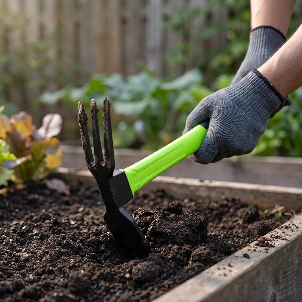 2 Pieces Garden Hoe with Cultivator Fork Sturdy Tool Secure Grip for Weeding