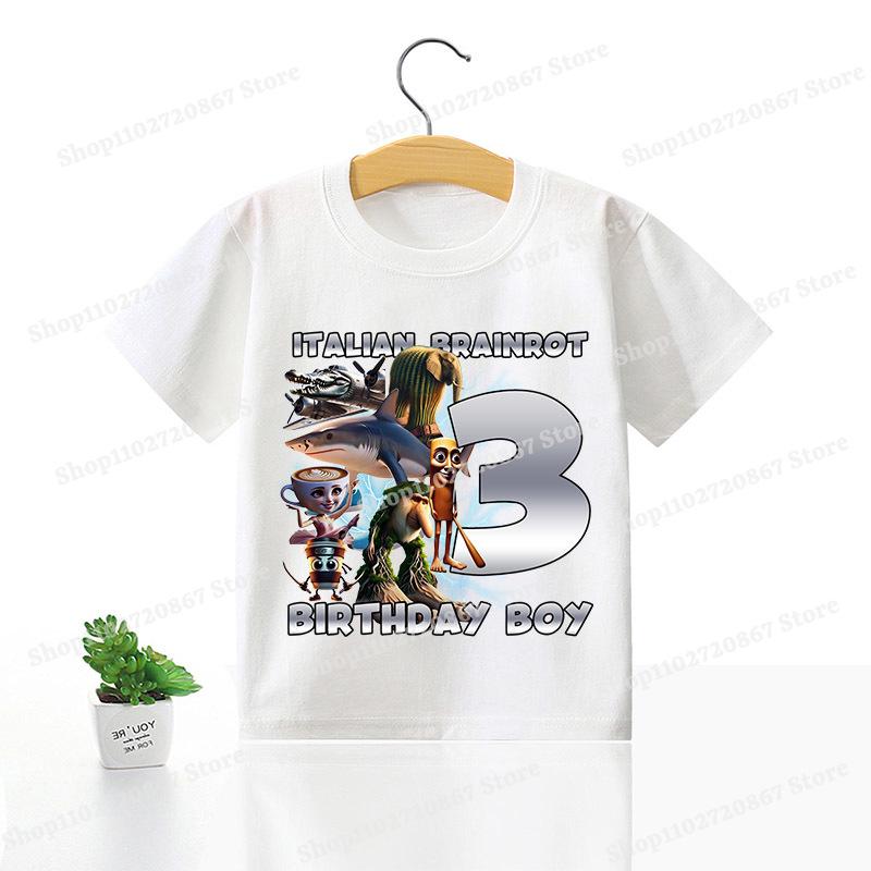 Tung Tung Tung Sahur Children T-shirt Italian Brainrot Creative Cartoon Short Sleeve Household Clothes Top Fashion Anime Kid Tee
