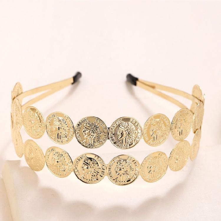 Złota opaska na włosy do tańca brzucha z metalowymi ozdobami dla kobiet na występy sceniczne, tematyczne imprezy, festiwale, dekoracje