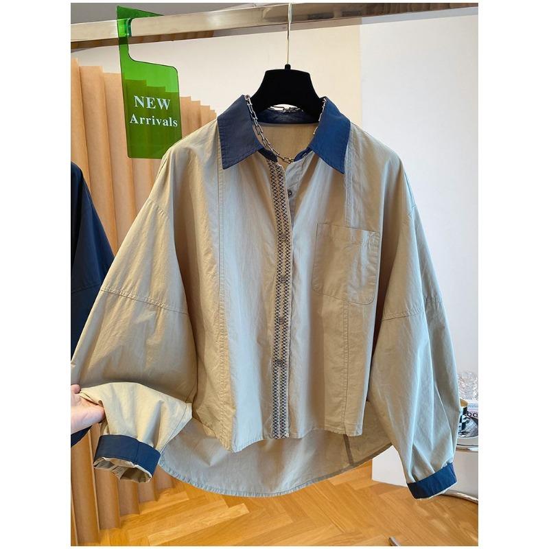 

Женские Новые Осенние Модные Топы из Хлопка с Длинными Рукавами, Повседневного Свободного Дизайна, Сочетающиеся по Цвету, Короткие Спереди и Длинные Сзади L хаки