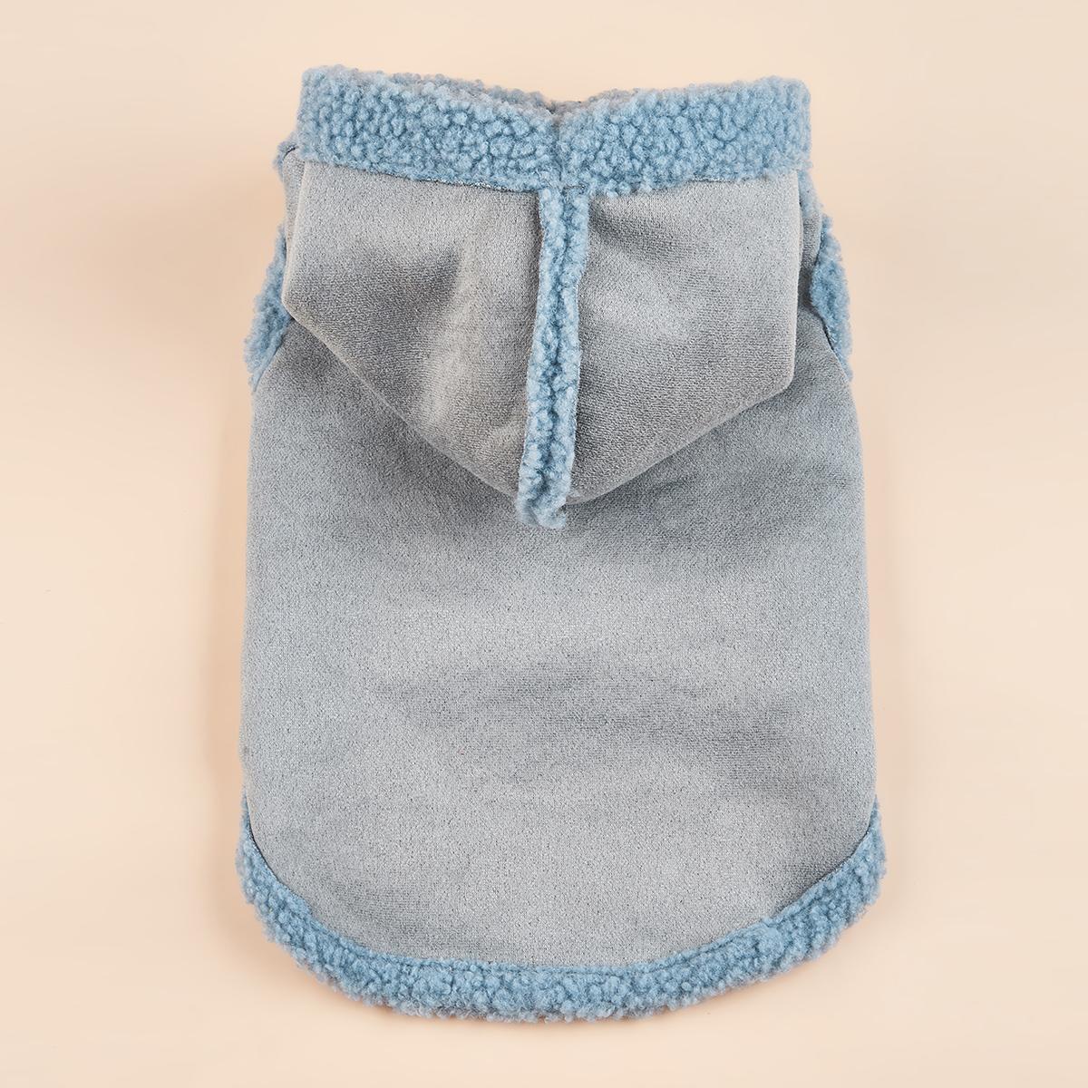 

Dog Hoodies Warm Plush Dog Vest with Hat Soft Fleece Lining Sweater for Small dog Cat Cute Puppy Winter XS（old） синий