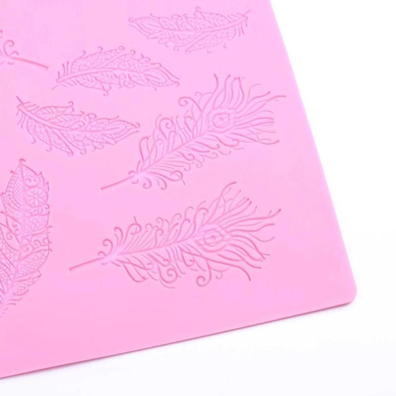 Vintage Lace Feather Silicone Mold Cake Dessert Chocolate Candy Table Decoration Mold Color Random Cake Decoration Accessories