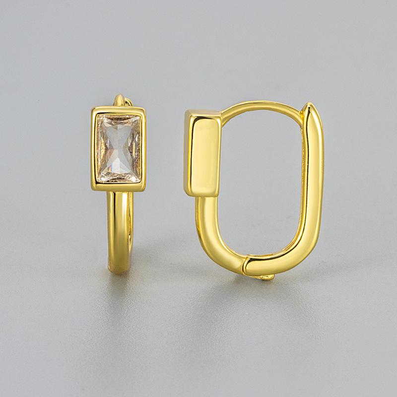 Elegant Geometric Cubic Zirconia Stud Earrings for Women - Trendy, Retro, Light Luxury Accessory