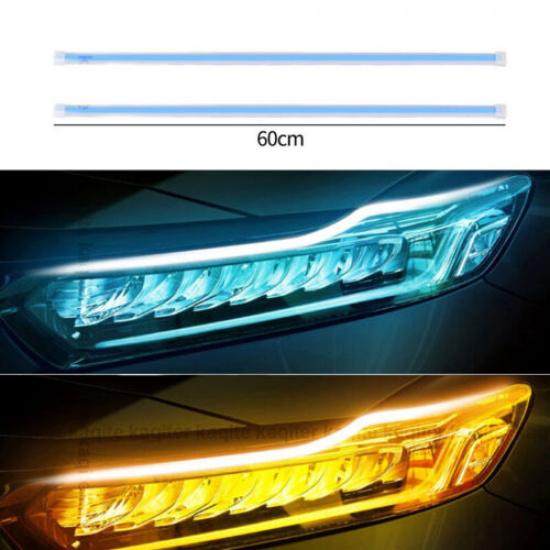 2x 60cm Car Daytime Running Light LED Strip Turn Signal Lamp Flexible Waterproof