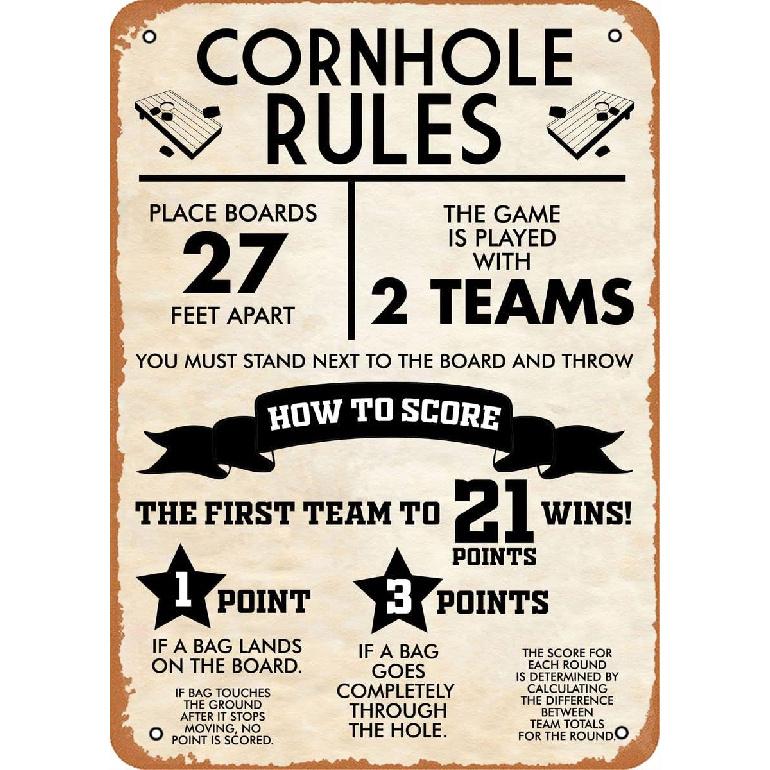 Games CORNHOLE RULES CLASSIC Poster Retro Vintage Metal Sign Home Man Cave Art, Kitchen 5.5x8 inhces