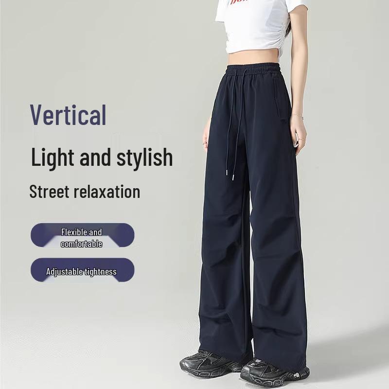 Damen 2025 Sommer Marineblau Weitbeinige Fallschirm-Cargohose