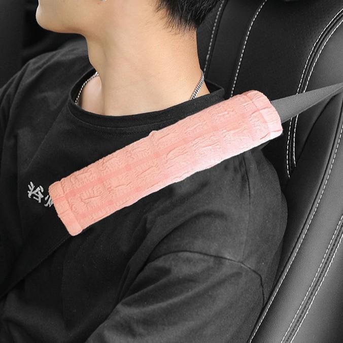 Puffy Grid Car Seat Belt Shoulder Pad - Anti-Choke Strap Protector, Stylish Interior Accessory