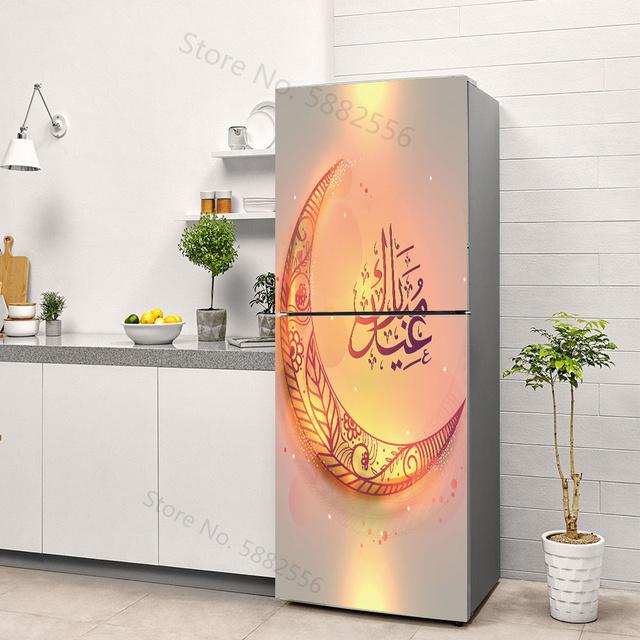 Nálepka na ledničku Ramadán Vodotěsná 3D tapeta s lucernou s lucernou Měsíce Hvězda Nálepky do kuchyně Islámská muslimská nástěnná malba Eid