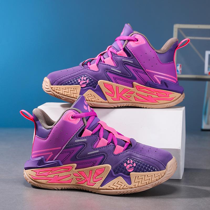 Boys' 2025 Autumn/Winter Leather Basketball Shoes - Lace-up, Medium to Large Sizes for Students.