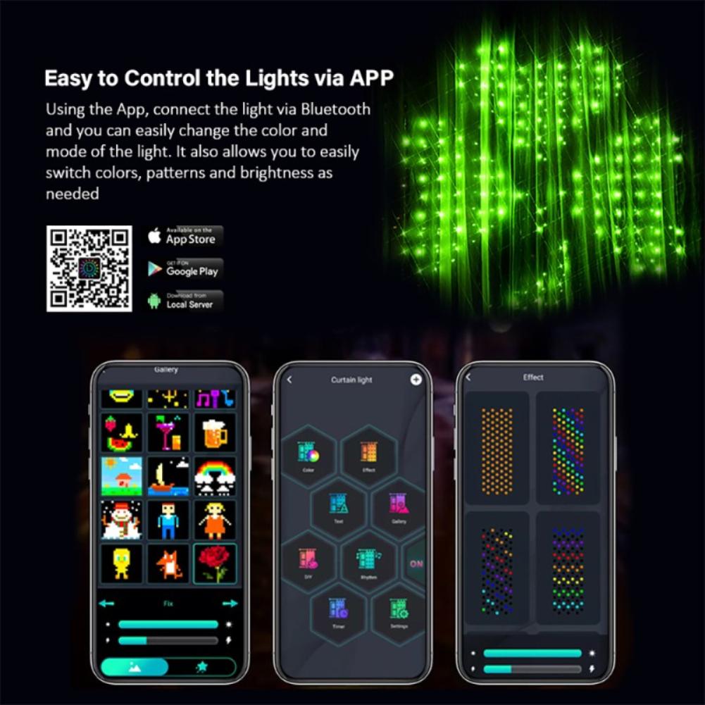 Curtain String Light Rgbic Dream Color Programmable Smart Led Window Fairy Lights For Christmas Wedding Bedroom Decor