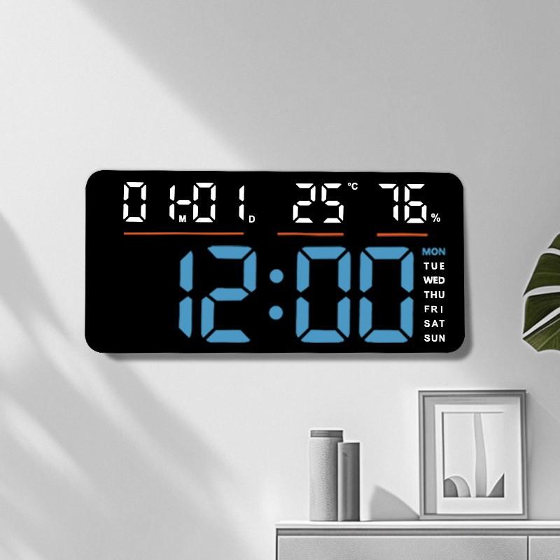 Modern Digital Wall Clock With Led Display And Temperature For Living Room Decor